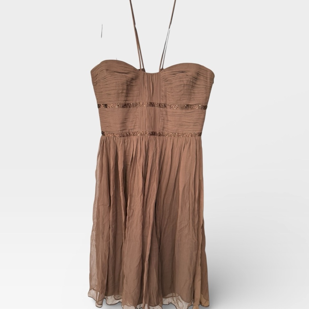 Laundry By Shelli Segal Silk Dress in Rich Brown - Picture 3 of 9